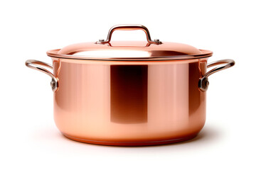 Cooking pot isolated on white background. Clipping path included. Copper pot on white background isolated