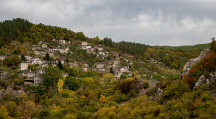 Fototapeta na wymiar Scenery of traditional village of kipoi Epirus, Ioannina region Greece.