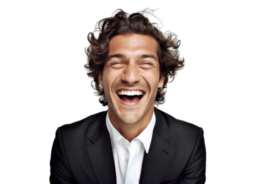 Cheerful Businessman Portrait on Transparent Background