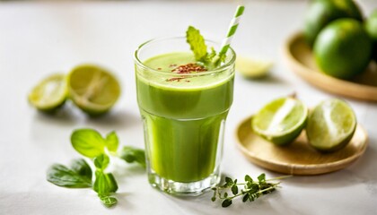 Homemade vegan green juice	
