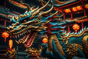 Fototapeta premium chinese dragon statue
