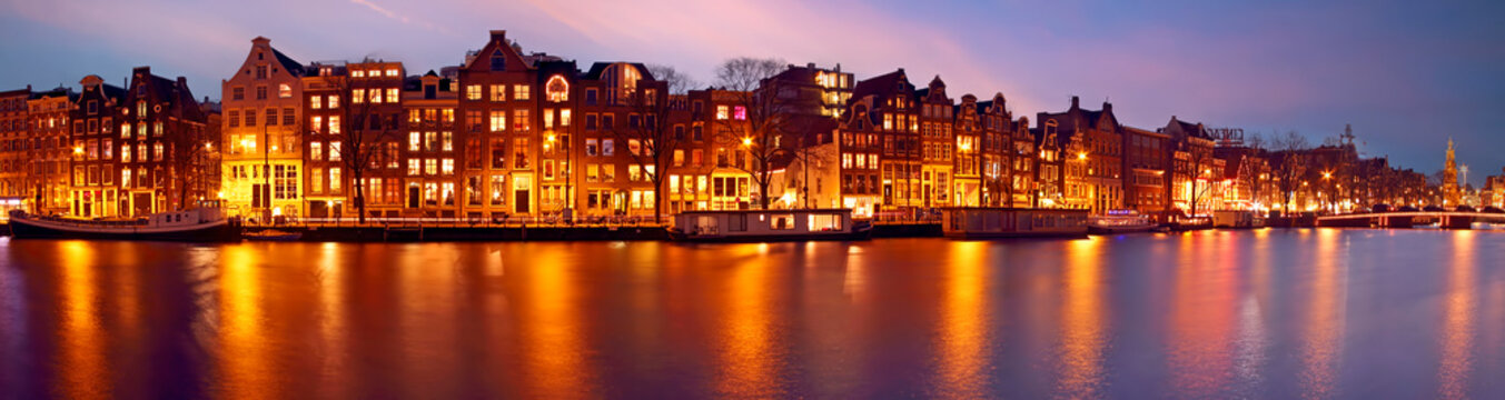 Panorama from Amsterdam with the Munt tower in the Netherlands a