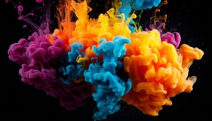 Obraz premium Vibrant liquid colors and ink droplets in captivating cloud formation abstract creative design