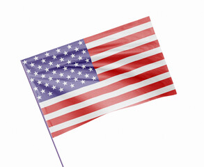 Obraz premium 3d illustration flag of America. America flag waving isolated on white background with clipping path. flag frame with empty space for your text.
