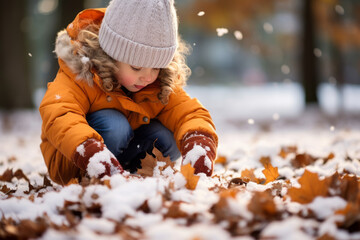 children playing with snow, Generative AI