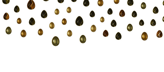 3d render illustration. Set of chocolate easter eggs