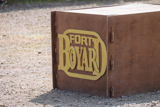 Belgorod, Russia - May 31, 2023: Game box with case for Fort Boyard quest show.