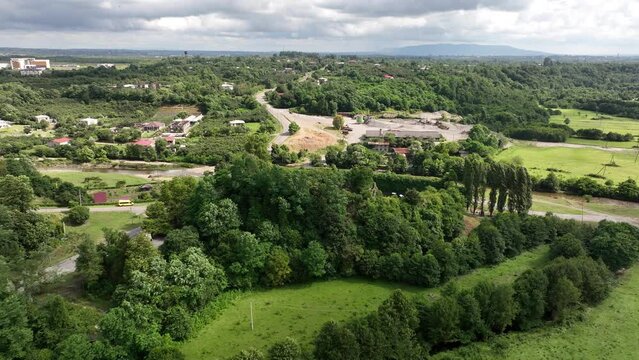 Aerial view of Rukhi Fortress Located in the village of Rukhi in Samegrelo&rsquo;s Zugdidi Municipality