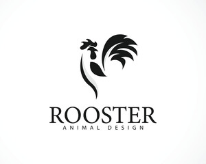 rooster logo creative animal design farm food business black and white vector