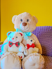 Three super-beautiful bears with bows are the best gift not only for new year