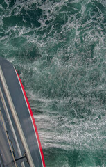 Luxury ocean liner cruiseship cruise ship Elizabeth or Victoria at sea with waves and swell with...