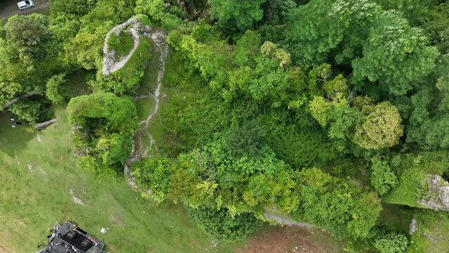 Aerial view of Rukhi Fortress Located in the village of Rukhi in Samegrelo&rsquo;s Zugdidi Municipality