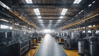 Fototapeta premium Large hall with machinery and technology