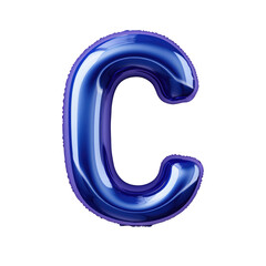 Indigo metallic C alphabet balloon Realistic 3D on white background. - 692097576