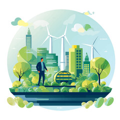 green-sustainable earth with a urban planning officer, esg, green economy and green finance - obrazy, fototapety, plakaty