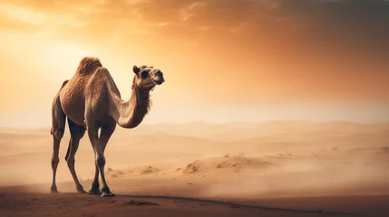Zelfklevend Fotobehang camel in the desert © PhotoFlex