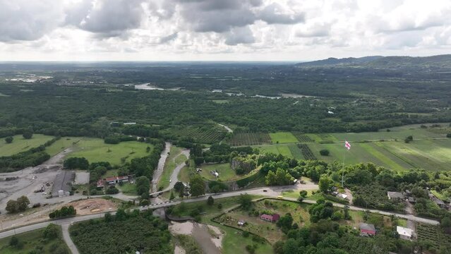 Aerial view of Rukhi Fortress Located in the village of Rukhi in Samegrelo&rsquo;s Zugdidi Municipality