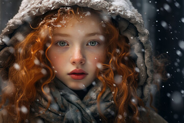 portrait of a woman in winter, Generative AI