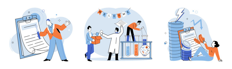 Business chaos. Vector illustration. Seeking support from colleagues and superiors calleviate stress and provide guidance during chaotic times The business chaos metaphor emphasizes significance