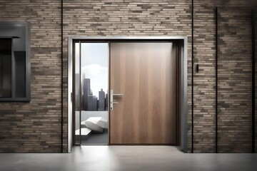 A modern, sleek door with minimalist design, reflecting contemporary aesthetics in urban architecture.