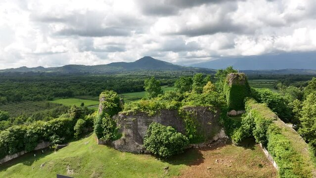 Aerial view of Rukhi Fortress Located in the village of Rukhi in Samegrelo&rsquo;s Zugdidi Municipality