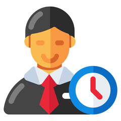 A flat design icon of punctual employee 