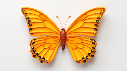 3d illustration of an orange butterfly on white 