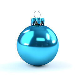 Blue christmas ball toy isolated on white background