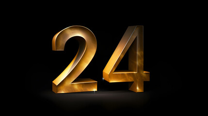 Stylish gold 2024 new year numbers sign on dark background