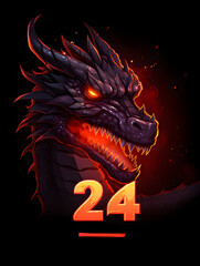 Chinese New Year Dragon Character Background with 2024 numbers sign