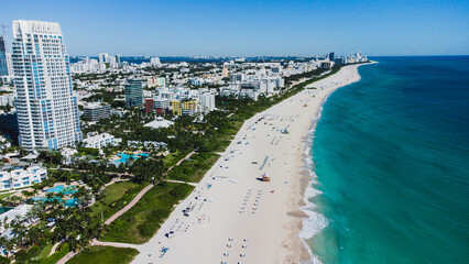 aerial view of miami south beach florida usa - obrazy, fototapety, plakaty