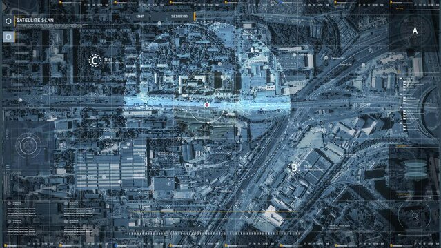 Using the Spying Software to Locate the GPS Signal of the Criminal. Accessing the GPS Radar Footage of the City. Sending Drones Towards the Location. Computer User Interface. GPS Tracking Process.
