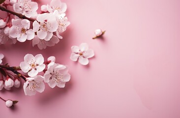 Fototapeta premium cherry blossoms on pink background
