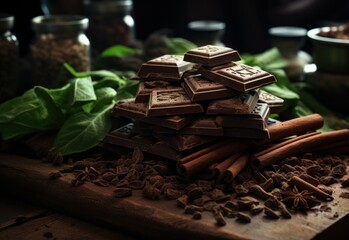 chocolate and cinnamon on a table