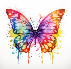 colorful butterfly watercolor art print on a white background