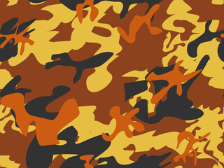 Orange Camo Paint. Orange Modern Pattern. Brown Camo Paint. Yellow Vector Pattern. Military Vector Camoflage. Repeat Yellow Military Background Abstract Army Canvas. Black Camouflage Seamless Brush.