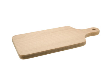 Wooden rectangular cutting board, isolated on transparent background. PNG image.