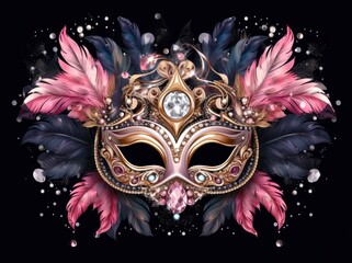 happy new year  carnival masks, feathers