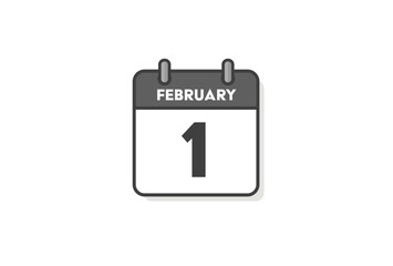 FEBRUARY 1 の文字とシンプルなカレンダーのアイコン - 英語表記の2月1日の暦