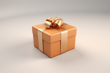 Orange gift with gold ribbon. AI generative.