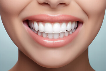 Teeth whitening, smile of woman with white teeth Generative Ai.