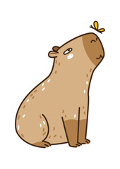 Cute сartoon capybara isolated on white - funny animal for Your design