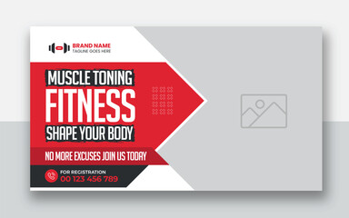 Gym and Fitness youtube video thumbnail or fitness training web banner design