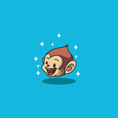 Very happy monkey head vector icon suitable for use for logos or t-shirt designs