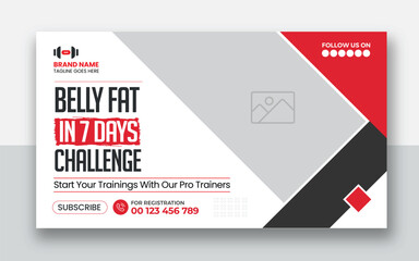 Gym and Fitness youtube video thumbnail or fitness training web banner design