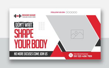 Gym and Fitness youtube video thumbnail or fitness training web banner design