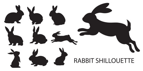 silhouette of rabbit vector - obrazy, fototapety, plakaty