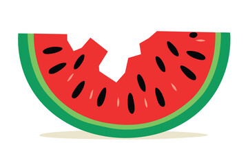 Bitten red watermelon slice vector