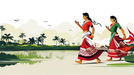 Gartenposter Happy Bihu- Religious holiday festival of Assamese New Year.illustration © GED