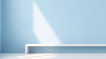 Minimalistic abstract simple light blue background for product presentation with sunny light and intricate shadow on wall.illustration